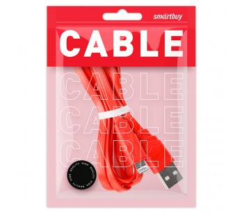 Дата-кабель Smartbuy USB - 8-pin для Apple, плоский, длина 1 м, красный (iK-512r red)/100#2112276