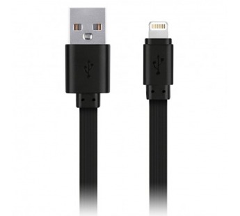 Дата-кабель Smartbuy USB - 8-pin для Apple, плоский, резин, длина 3.0 м, до 2А, черный (iK-530r-2)#2112320
