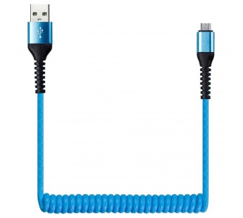 Дата-кабель Smartbuy USB - 8-pin для Apple, спиральный, длина 1,0 м, синий (iK-512sp-blue)#2112278