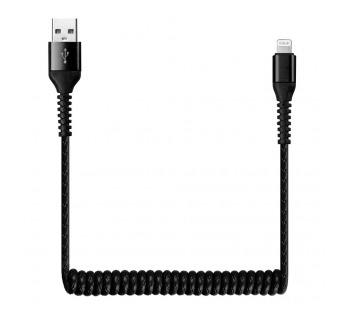 Дата-кабель Smartbuy USB - 8-pin для Apple, спиральный, длина 1,0 м, черный (iK-512sp black)/500#2112165
