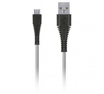 Дата-кабель Smartbuy USB - micro USB, "карбон", экстрапрочный, 1.0 м, до 2А, белый (iK-10n-2 white)#2112266
