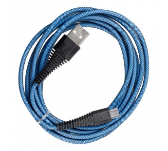 Дата-кабель Smartbuy USB - micro USB, "карбон", экстрапрочный, 1.0 м, до 2А, синий (iK-10n-2 blue)#2112325