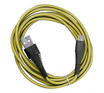 Дата-кабель Smartbuy USB - micro USB, "карбон", экстрапрочный,1.0 м, до 2А, желтый (iK-10n-2 yellow)#2112262
