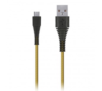 Дата-кабель Smartbuy USB - micro USB, "карбон", экстрапрочный,1.0 м, до 2А, желтый (iK-10n-2 yellow)#2112263