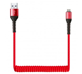 Дата-кабель Smartbuy USB - micro USB, спиральный, длина 1,0 м, красный (iK-12sp red)/500#2112129