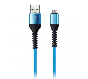Дата-кабель Smartbuy USB - micro USB, спиральный, длина 1,0 м, синий (iK-12sp blue)/100#2111922