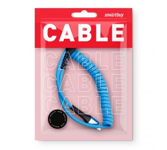 Дата-кабель Smartbuy USB - micro USB, спиральный, длина 1,0 м, синий (iK-12sp blue)/100#2111921