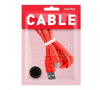 Дата-кабель Smartbuy USB 2.0 - USB TYPE C, плоский, длина 1 м, красный (iK-3112r red)#2112259