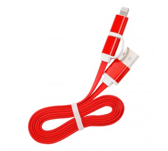 Дата-кабель Smartbuy USB - 2 в 1 Micro+8 pin, длина 1 м, красный (iK-212 red)#2112310