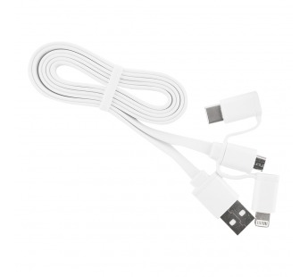 Дата-кабель Smartbuy USB - 3 в 1 Micro+Type-C+8 pin, длина 1 м, белый (iK-312 white)#2112366