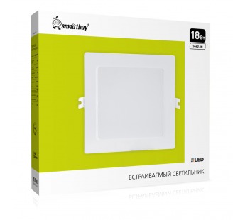 Встраиваемый (LED) светильник DL квадратный пластик Smartbuy-18Вт/4000K/IP40#2118600
