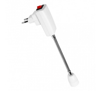 Переходник вилка-патрон Е14 гибкий 150мм с выключателем, белый (SBL-NL-003)#2112494