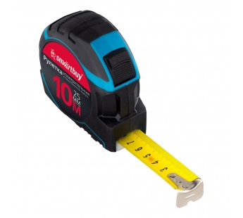 Рулетка измерительная, 10мх25мм, прорезиненный корпус,противоуд., усиленный зацеп,SmartbuyTools#2112398