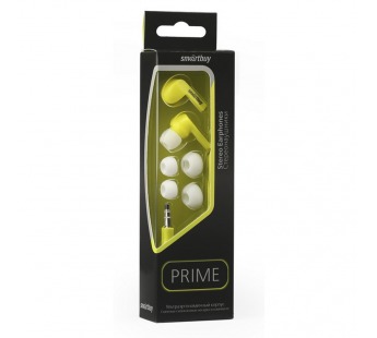 Внутриканальные наушники Smartbuy PRIME, динамики 10мм, плоский каб, желт,3 пары вставок(SBE-160)/60#2115377