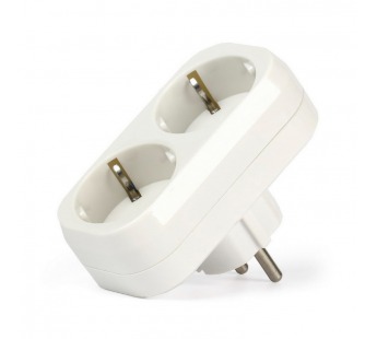 Разветвитель Smartbuy, 2 гнезда с заземлением плоский 16А 250B (SBE-16-A02-2z)/100#2112676