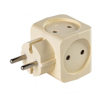 Разветвитель сетевой на четыре гнезда, без заземления 16А 250B, бежевый (SBE-16-A05i-4)#2112718