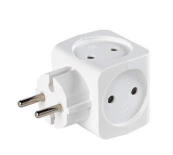 Разветвитель сетевой на четыре гнезда, без заземления 16А 250B, белый (SBE-16-A05w-4)#2112717