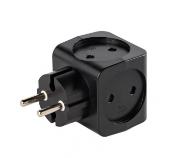 Разветвитель сетевой на четыре гнезда, без заземления 16А 250B, черный (SBE-16-A05b-4)#2112716