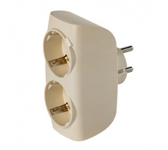 Разветвитель сетевой Тройник , 2 гнезда с заземлением 16А 250B, бежевый (SBE-16-A04i-2z)#2112712