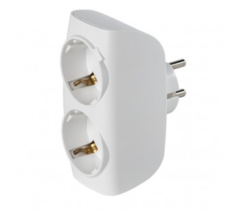 Разветвитель сетевой Тройник , 2 гнезда с заземлением 16А 250B, белый (SBE-16-A04w-2z)#2112711