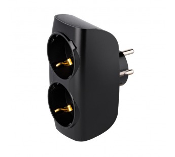 Разветвитель сетевой Тройник , 2 гнезда с заземлением 16А 250B, черный (SBE-16-A04b-2z)#2112710