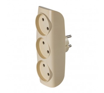 Разветвитель сетевой Тройник , 3 гнезда без заземления 10А 250B, бежевый (SBE-10-A04i-3)#2112709