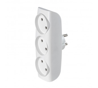 Разветвитель сетевой Тройник , 3 гнезда без заземления 10А 250B, белый (SBE-10-A04w-3)#2112708