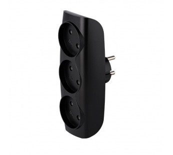 Разветвитель сетевой Тройник , 3 гнезда без заземления 10А 250B, черный (SBE-10-A04b-3)#2112707