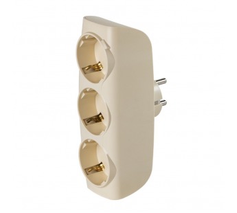 Разветвитель сетевой Тройник , 3 гнезда с заземлением 16А 250B, бежевый (SBE-16-A04i-3z)#2112702