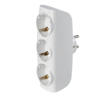 Разветвитель сетевой Тройник , 3 гнезда с заземлением 16А 250B, белый (SBE-16-A04w-3z)#2112701