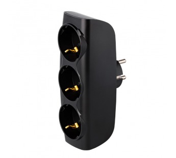 Разветвитель сетевой Тройник , 3 гнезда с заземлением 16А 250B, черный (SBE-16-A04b-3z)#2112700