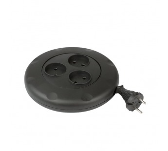 Удлинитель 3 гнезда 3 метра 10А/2,2кВт, б/з, круглый, черный (SBE-10-3-03-B)/40#2113339