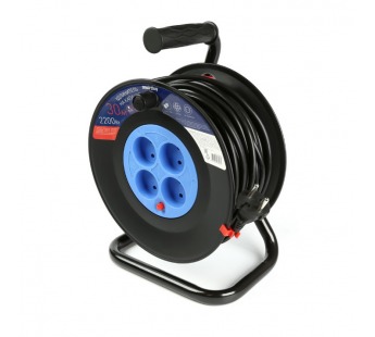 Удлинитель на катушке 4 гнезда 30м,без заземления с предохранителемПВС 2*1,0 10А/2,2кВт#2112724