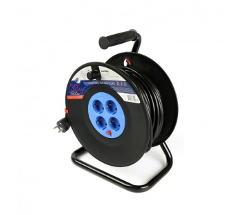 Удлинитель на катушке 4 гнезда 30м,с заземлением и предохранителемПВС 3*1,5 16А/3,5кВт#2112725