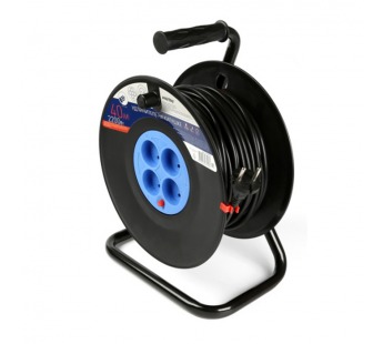 Удлинитель на катушке 4 гнезда 40м,без заземления с предохранителемПВС 2*1,0 10А/2,2кВт#2112726