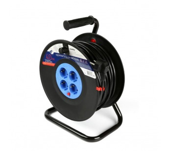 Удлинитель на катушке 4 гнезда 40м,с заземлением и предохранителемПВС 3*1,5 16А/3,5кВт#2112727