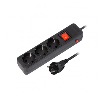 Сетевой фильтр 16А, 3500 Вт, 3 гнезда, без з/ш, с з/к, ПВС, 3 м, черный (SBSP-3-30-K)#2112687