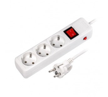 Сетевой фильтр 16А, 3500 Вт, 3 гнезда, без з/ш, с з/к, ПВС, 5 м, белый (SBSP-3-50-W)#2112688