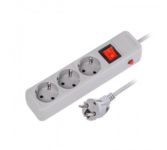 Сетевой фильтр 16А, 3500 Вт, 3 гнезда, без з/ш, с з/к, ПВС, 5 м, серый (SBSP-3-50-G)#2112689