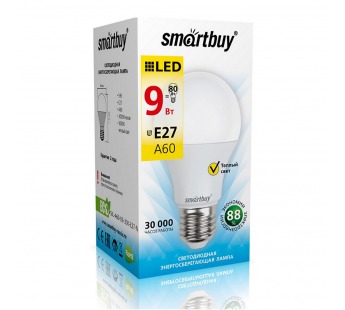 Светодиодная (LED) Лампа Smartbuy-A60-09W/3000/E27 (SBL-A60-09-30K-E27-N)#2113011