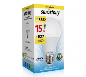 Светодиодная (LED) Лампа Smartbuy-A60-15W/3000/E27 (SBL-A60-15-30K-E27)#2112994