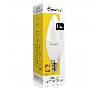 Светодиодная (LED) Лампа Smartbuy-C37-15W/3000 (SBL-C37-15-30K-E14)#2113483