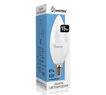 Светодиодная (LED) Лампа Smartbuy-C37-15W/6000 (SBL-C37-15-60K-E14)#2113479