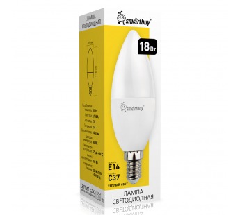 Светодиодная (LED) Лампа Smartbuy-C37-18W/3000 (SBL-C37-18-30K-E14)#2113879