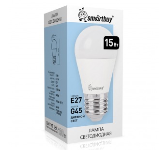 Светодиодная (LED) Лампа Smartbuy-G45-15W/4000/E27 (SBL-G45-15-40K-E27)#2113443