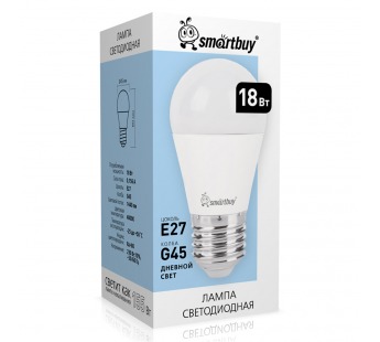 Светодиодная (LED) Лампа Smartbuy-G45-18W/4000/E27 (SBL-G45-18-40K-E27)#2113504