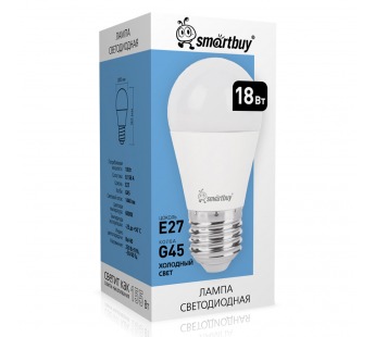 Светодиодная (LED) Лампа Smartbuy-G45-18W/6000/E27 (SBL-G45-18-60K-E27#2113502