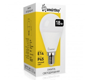 Светодиодная (LED) Лампа Smartbuy-P45-18W/3000/E14 (SBL-P45-18-30K-E14)#2113877