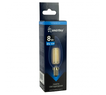 Светодиодная (LED) Лампа FIL Smartbuy-C37-8Вт/6500К/E14 (SBL-C37F-8-65K-E14)#2113790