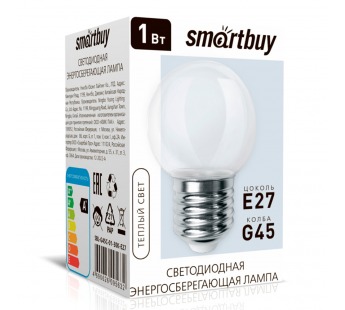 Светодиодная (LED) Лампа CLEAR Smartbuy-G45-01W/3000/E27 (SBL-G45C-01-30K-E27)#2113174